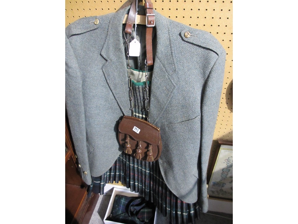 Appraisal: Set of Highland Dress - Tweed Jacket Sporran Kilt Tie