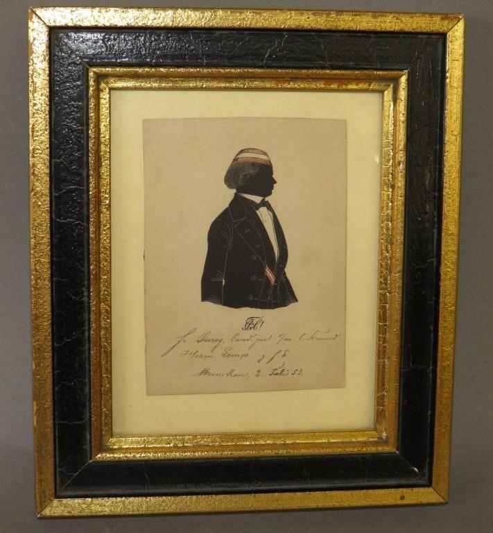 Appraisal: FRAMED TH CENTURY GERMAN SILHOUETTE OF YOUNG MANca dated July