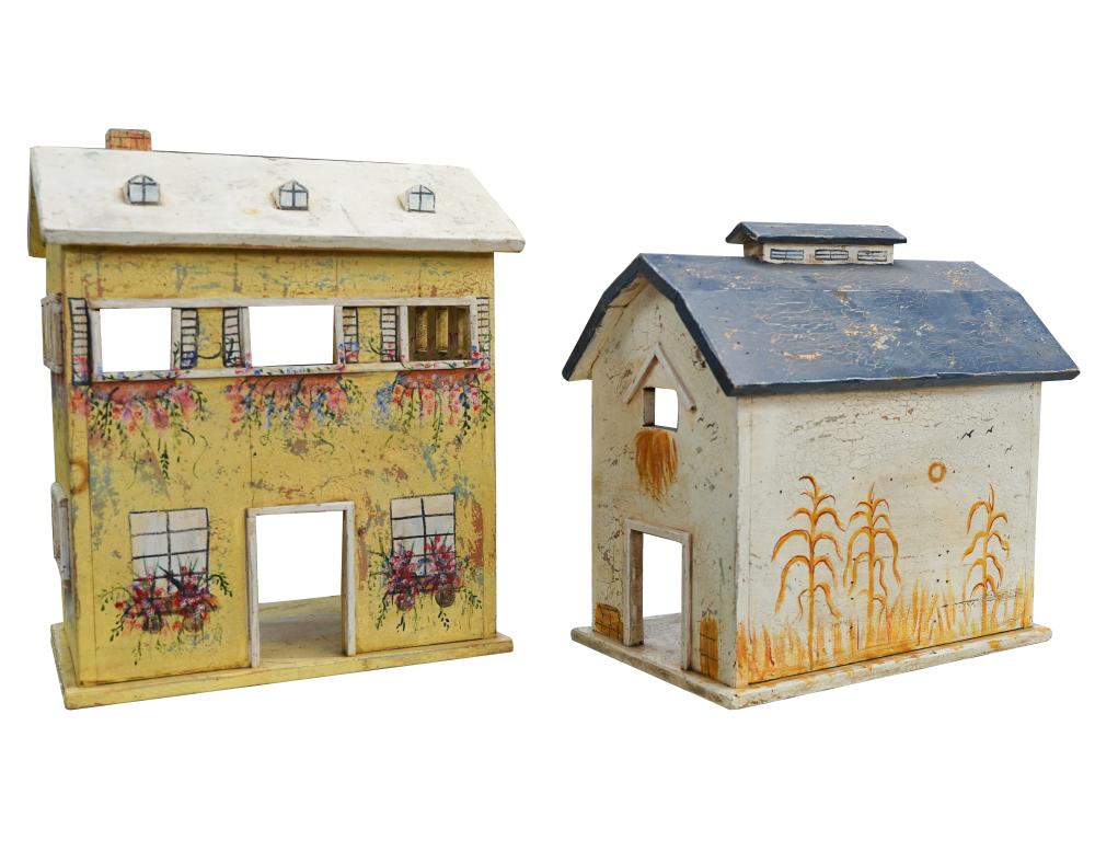 Appraisal: NORMAN LEAR PAINTED DOLL HOUSE STABLEthe house inches wide inches