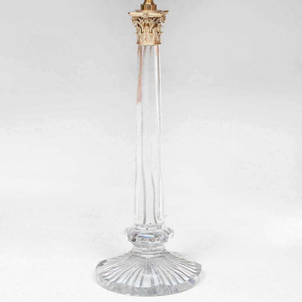 Appraisal: Continental Ormolu-Mounted Colorless Glass Corinthian Column Table Lamp The column