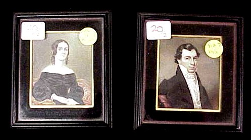 Appraisal: Pair of framed miniature portraits watercolor on ivory man and