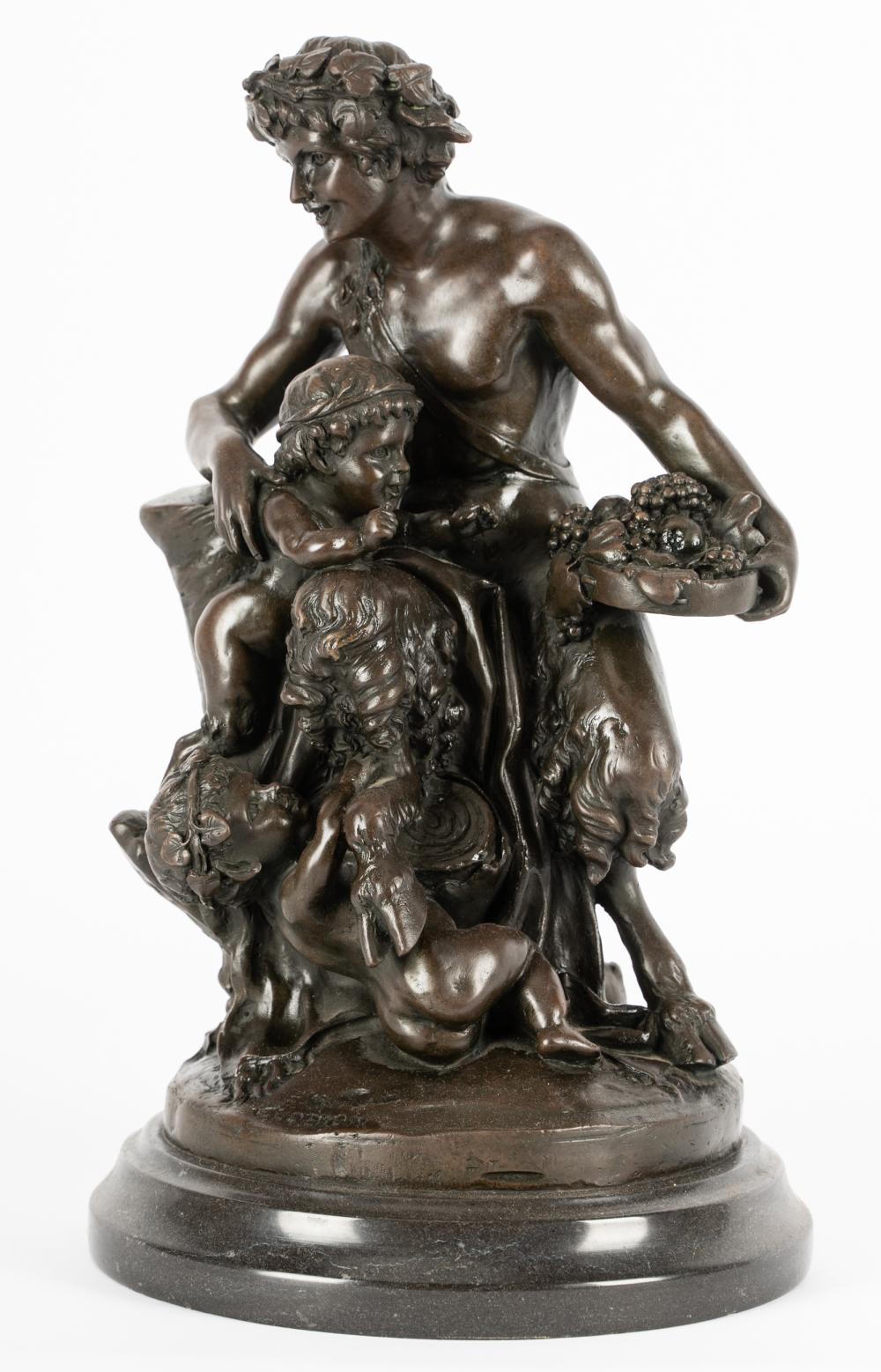 Appraisal: AFTER CLODION FIGURAL GROUPbronze with brown patination mounted to marble