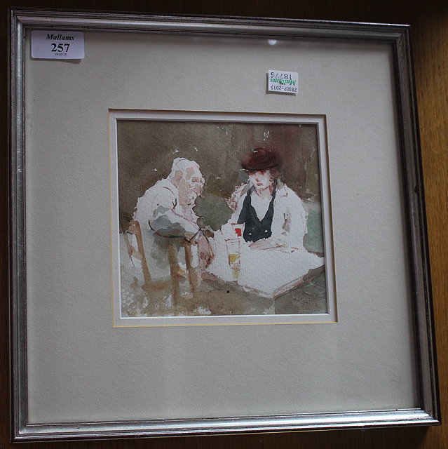 Appraisal: ROLAND BATCHELOR CAFE SCENE WATERCOLOUR cm x cm