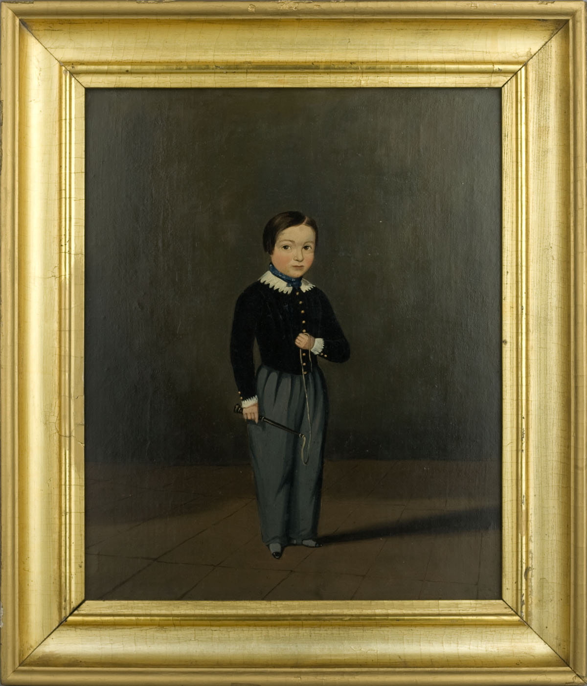 Appraisal: FULL-LENGTH PORTRAIT OF A BOY HOLDING A WHIP EARLY NINETEENTH