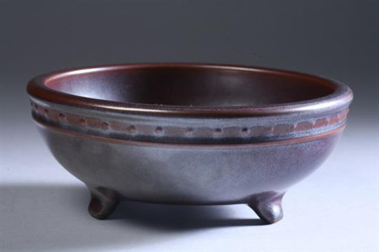 Appraisal: CHINESE BROWN GLAZED PORCELAIN CENSER Qianlong six-character incised mark th