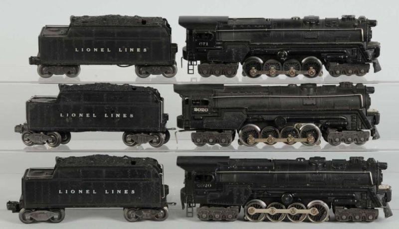 Appraisal: Lot of Lionel Steam Locomotives Tenders Description Post-war O-Gauge Includes