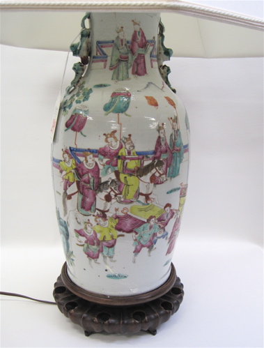 Appraisal: ROSE MANDARIN CHINESE PORCELAIN TABLE LAMP hand painted under glaze