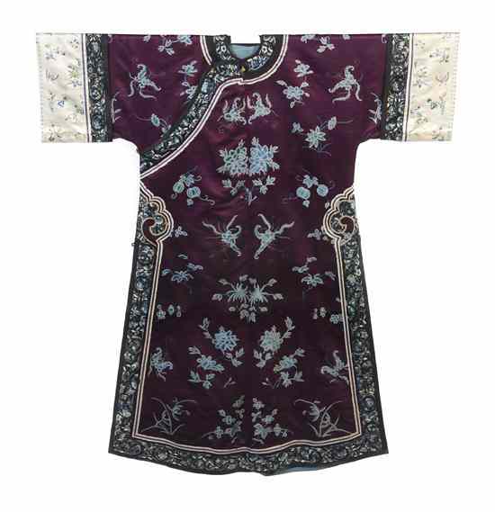 Appraisal: A Chinese Embroidered Lady's Winter Robe having embroidery in shades