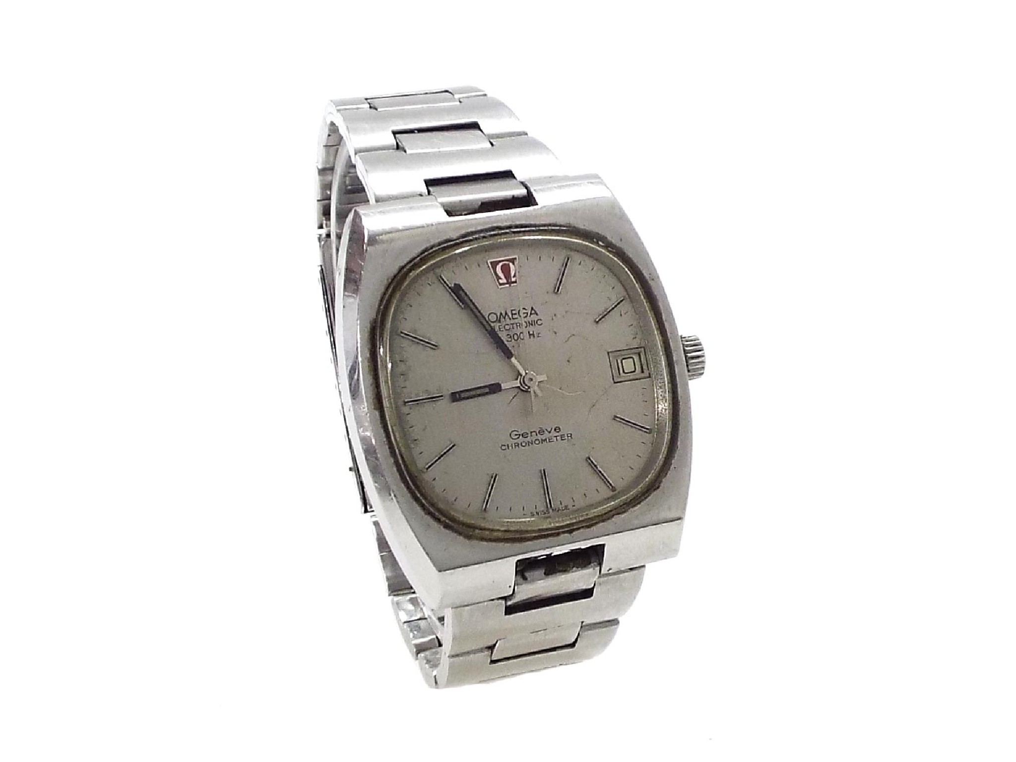 Appraisal: Omega Electronic f Hz Chronometer stainless steel gentleman's wristwatch circa