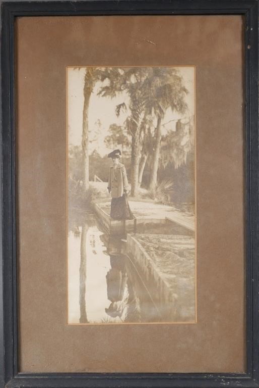 Appraisal: Original antique photo of woman standing at the edge of