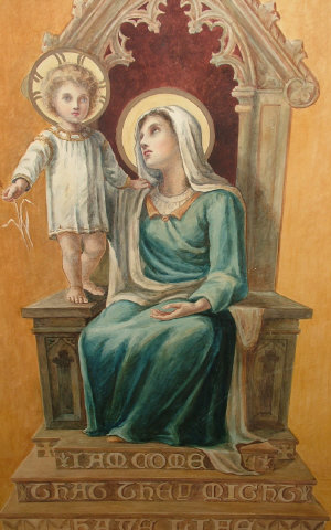 Appraisal: British School th century- The Virgin and Child Enthroned watercolour