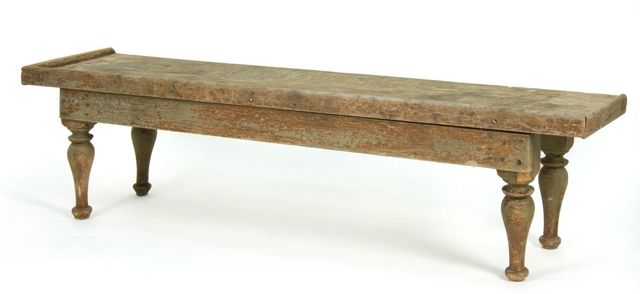 Appraisal: ANTIQUE AMERICAN PAINTED WOODEN BENCH In pine with remnants of