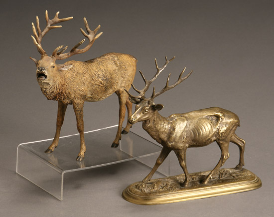 Appraisal: Two Continental Bronze Figures of Elks Late th-Early th Century