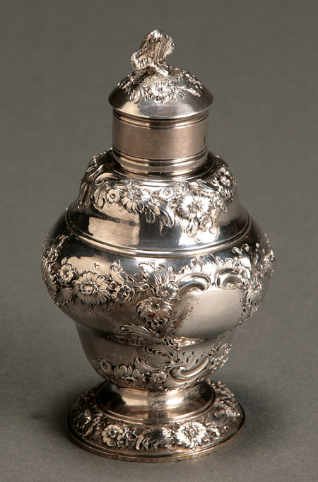 Appraisal: George II Silver Tea Caddy Maker's mark illegible London Having