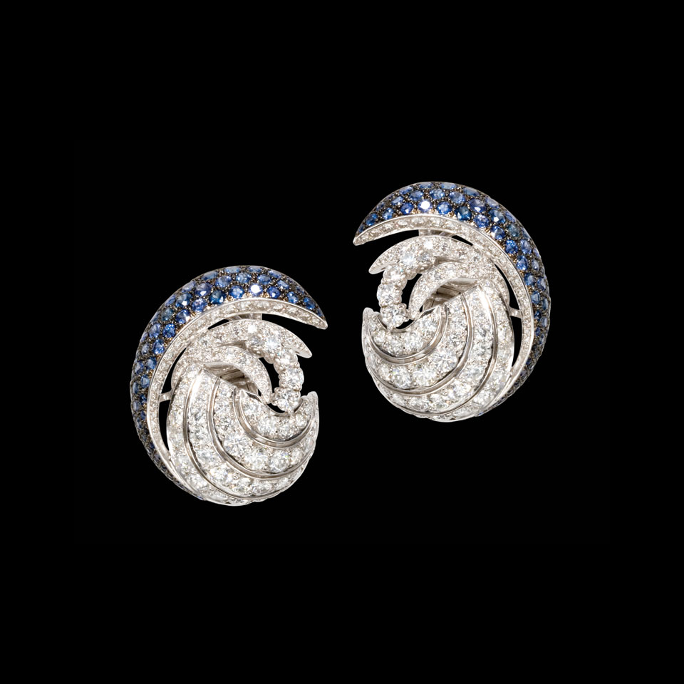 Appraisal: Pair Of k White Gold Clip Back Earrings each set