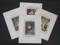 Appraisal: Lot of Four Hand-Colored Valentines with Embossed Sides Each Valentine