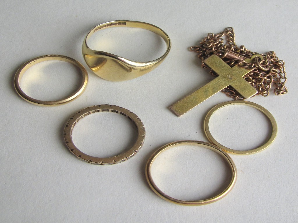 Appraisal: Lot comprising two ct gold wedding bands gms lot of