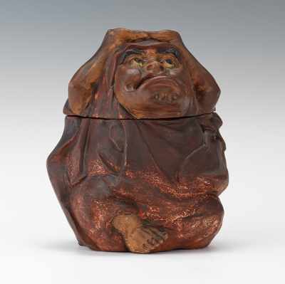 Appraisal: An Asian Character Figural Tobacco Jar Terracotta with matte finish