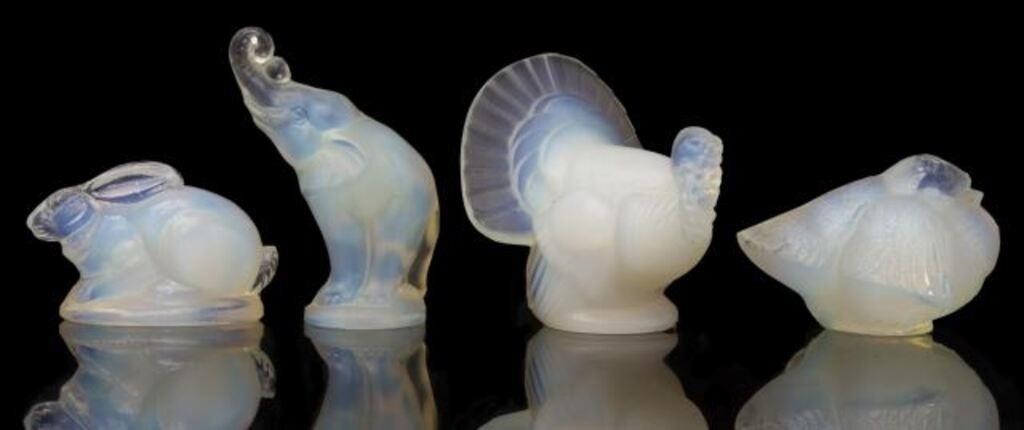 Appraisal: lot of French opalescent art glass animal figures Sabino Paris