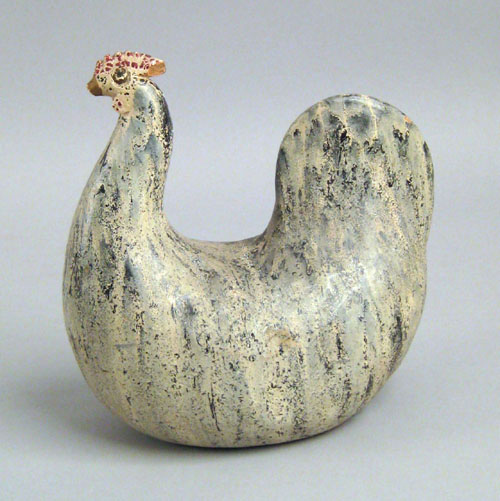 Appraisal: Painted earthenware chicken doorstop ca h