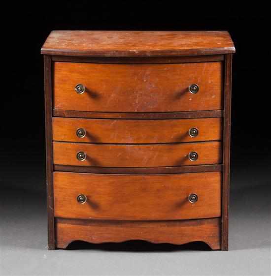 Appraisal: Federal style maple three-drawer miniature chest three equal drawers with