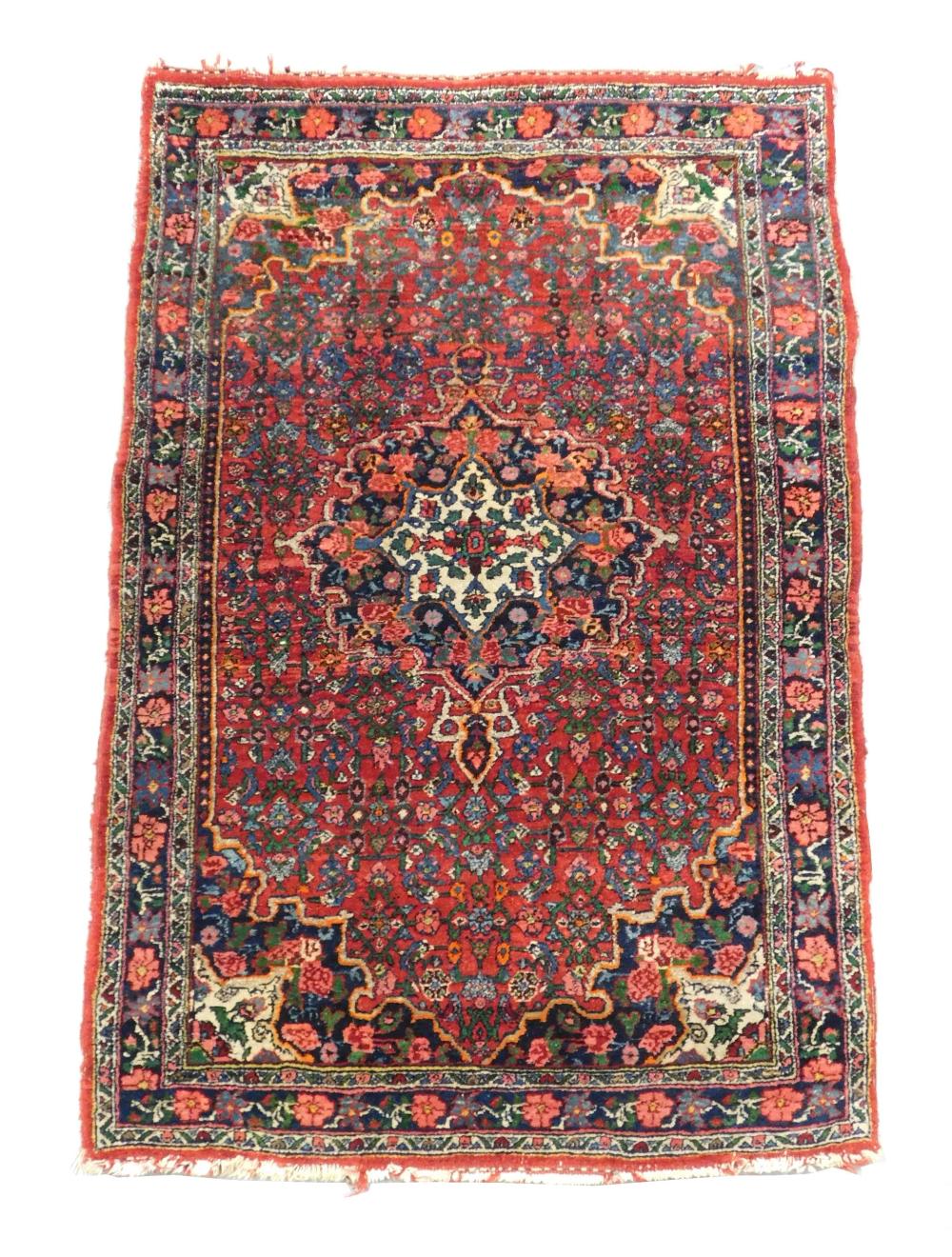 Appraisal: RUG Antique Bijar wool on cotton red field with navy