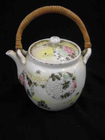 Appraisal: Japanese Porcelain Teapot floral decor '' excellent