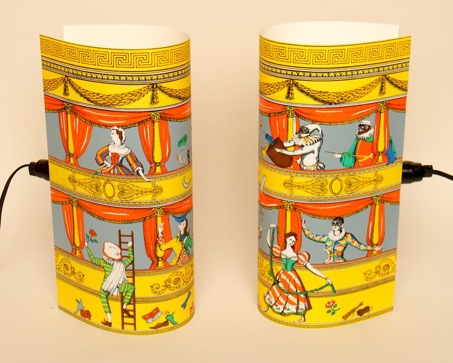 Appraisal: PAIR FORNASETTI TABLE LAMPS THEATRICAL MOTIF A pair of Fornasetti