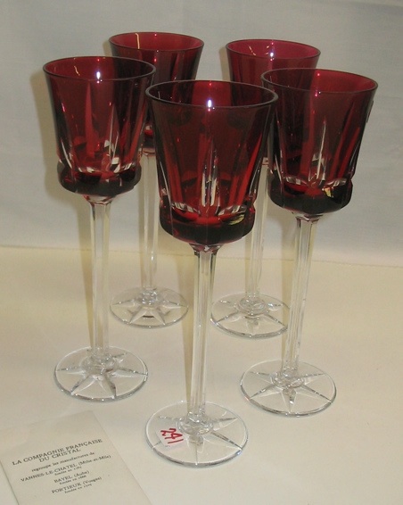 Appraisal: A SET OF FIVE FRENCH CRISTAL DE SEVRES GOBLETS the