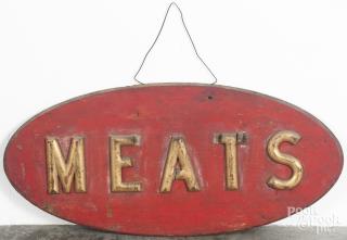 Appraisal: Painted pine Meats country store sign ca '' x ''