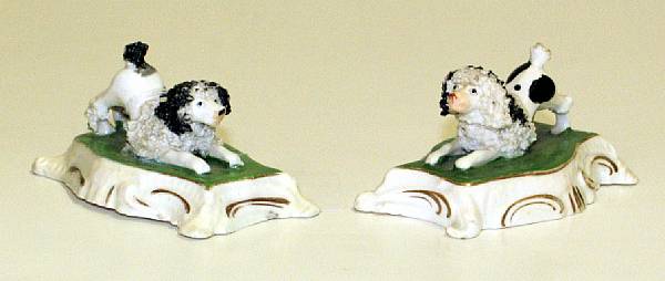 Appraisal: Two Staffordshire porcelain poodles second quarter th century Each black