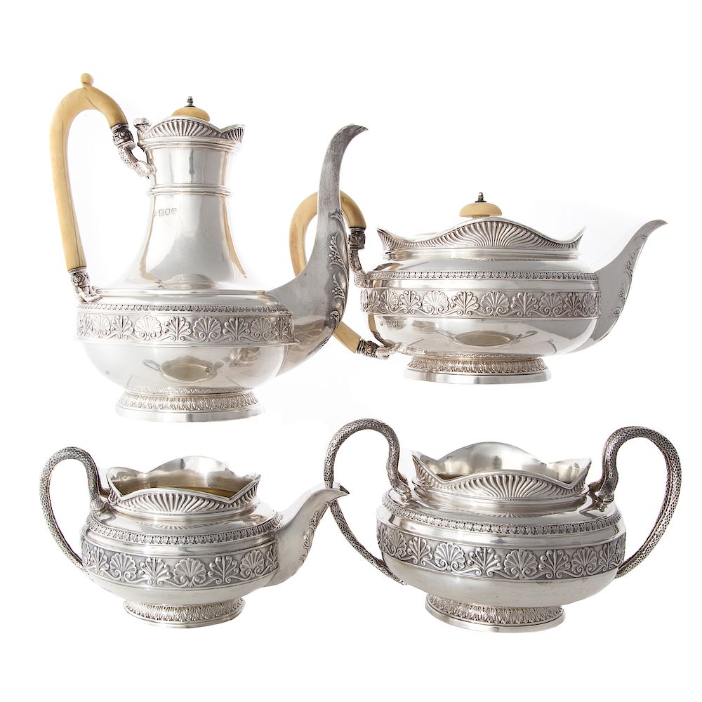 Appraisal: Edward VII silver -piece coffee tea service mark of Daniel