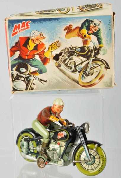 Appraisal: Tin Litho Mac Motorcycle Wind-Up Toy German Made by Arnold