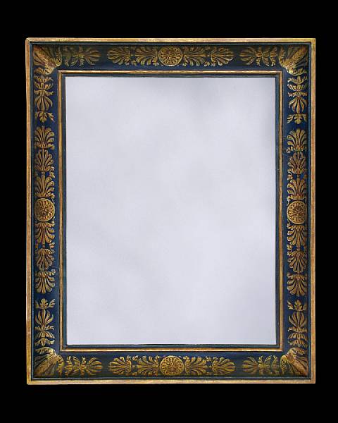 Appraisal: An Italian Neoclassical blue painted and parcel gilt mirror early