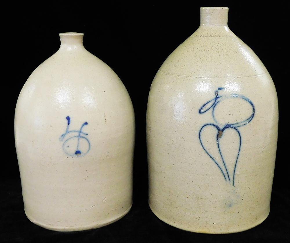 Appraisal: Two salt glazed stoneware jugs four gallon and five gallon