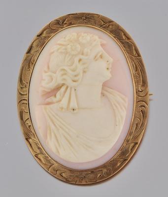 Appraisal: A Vintage Carved Coral Cameo in Gold Frame k yellow