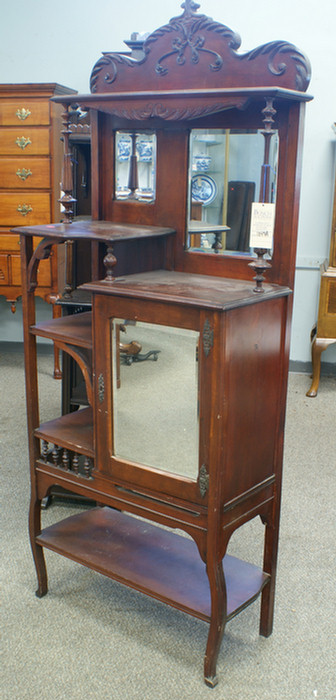 Appraisal: Mahogany finished Eastlake etagere with beveled mirrors w h Estimate