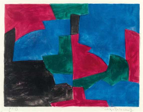 Appraisal: POLIAKOFF SERGE Composition in red green and blue Lithograph E