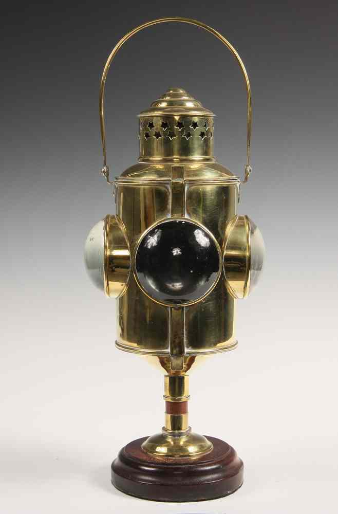 Appraisal: BRASS THREE-LENS BOW LIGHT - Unmarked s Vintage Bow Light