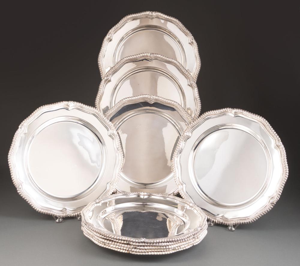 Appraisal: Twelve Chippendale-Style Silverplate Service Plates marked ROYAL CASTLE SHEFFIELD EP