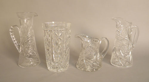 Appraisal: Four pieces of cut glass th c tallest - h