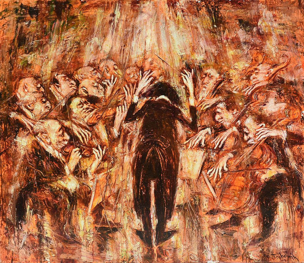 Appraisal: MARK TOCHILKIN Russian Israeli b A PAINTING Conductor on the