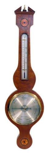 Appraisal: A late thC Negretti Zambra aneroid barometer with inlaid sunburst