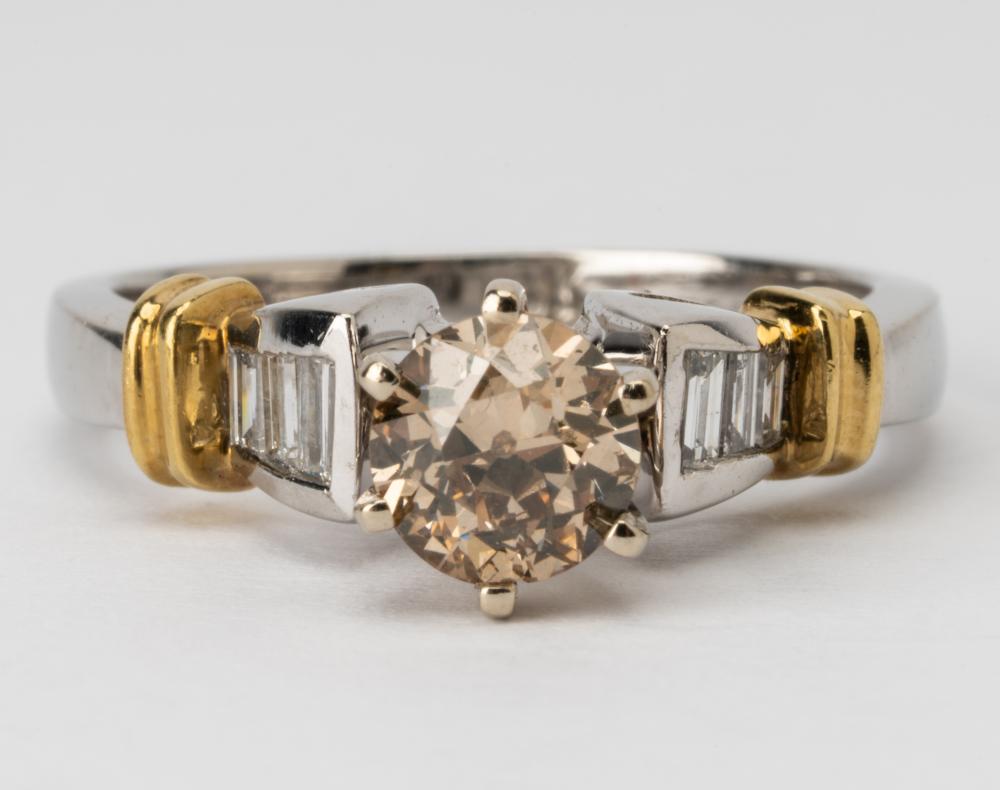 Appraisal: KARAT GOLD PLATINUM DIAMOND RINGCenter set with one Old European