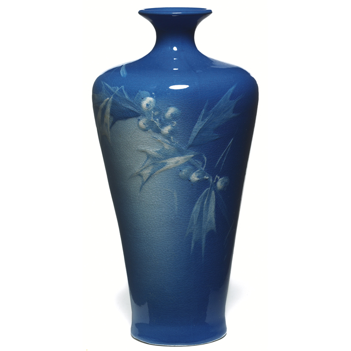 Appraisal: Fine Rozane Azurean vase shouldered slender form with flaring rim