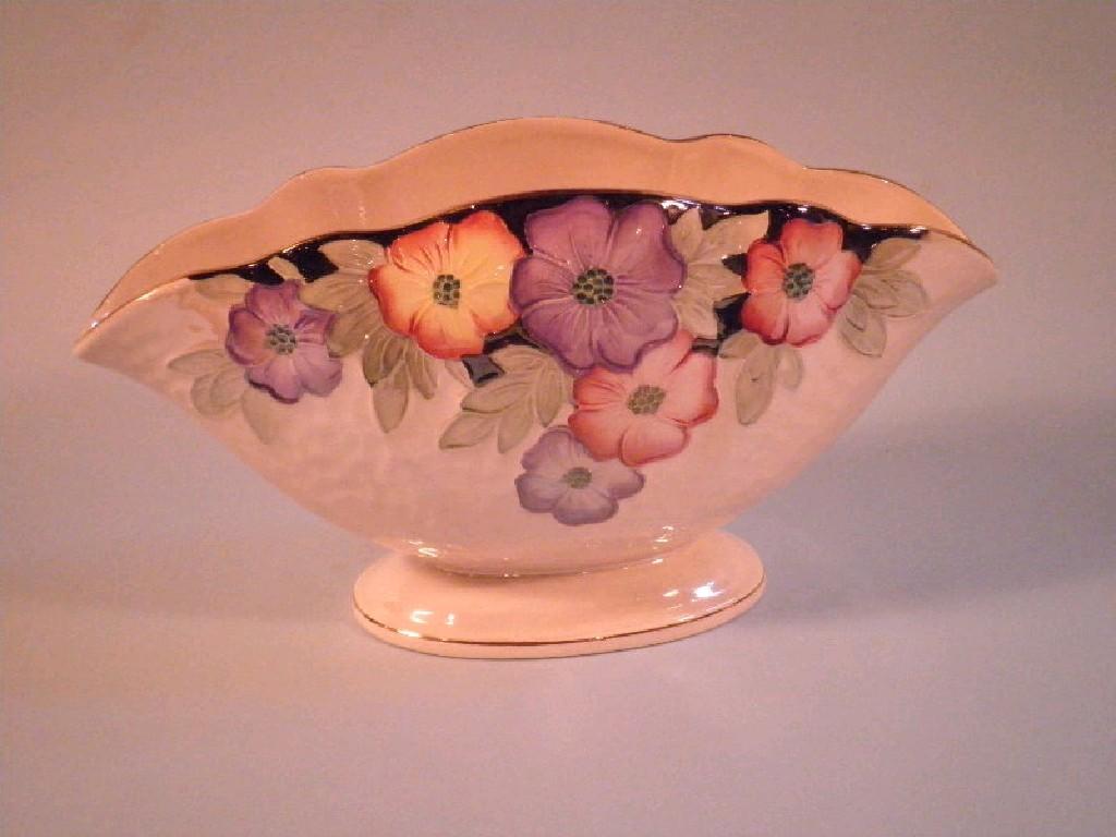 Appraisal: A Maling lustre clam shaped vase decorated with flowers