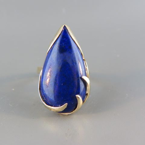 Appraisal: Lapis Ring rich blue pear shaped gem in k yellow