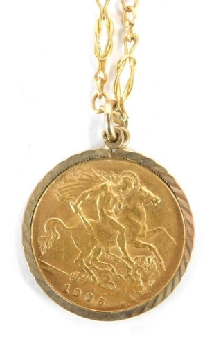 Appraisal: An Edward VII half gold sovereign pendant dated in a