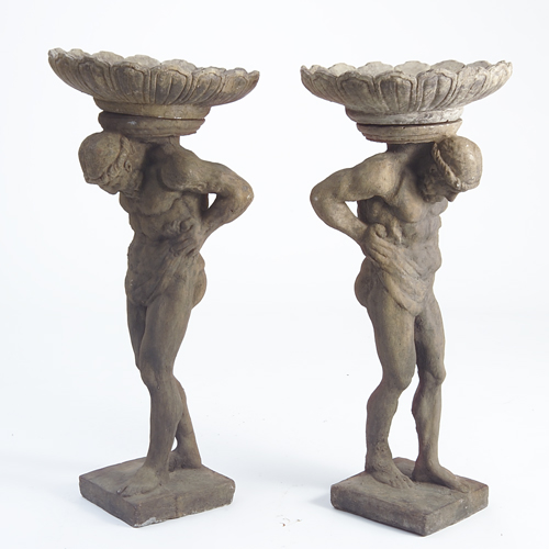 Appraisal: Pair of contemporary figural garden planters Each lotus shaped cast