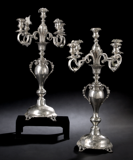 Appraisal: Large Pair of Austrian Third Standard Silver Candelabra third quarter